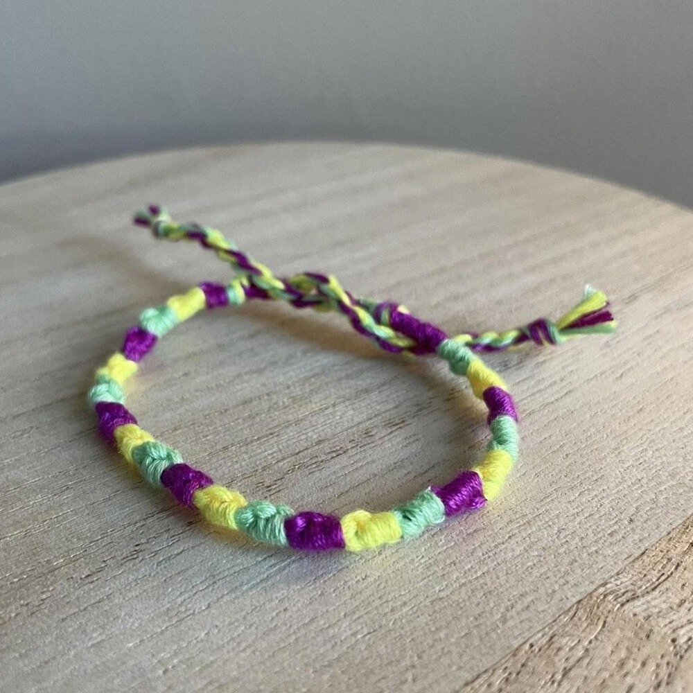 Savita Woven Friendship Bracelet OS Green Purple Women Cotton Handmade